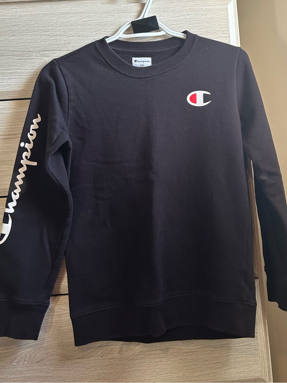 Champion boack Crewneck Sweatshirt with Script Logo
